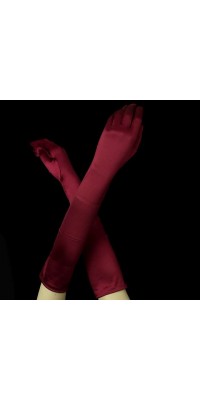 Burgundy Satin Gloves in 3 Lengths