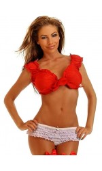 Tie Front Red Peasant Crop Top