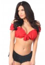 Tie Front Red Peasant Crop Top