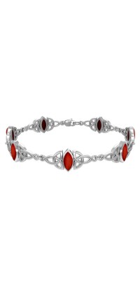 Celtic Trinity Knot Link Bracelet with Bloody Jasper Gemstones