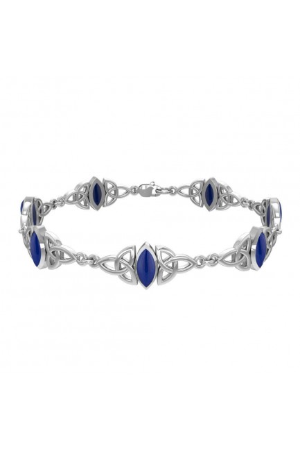 Celtic Trinity Knot Link Bracelet with Lapis Gemstones