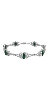 Celtic Trinity Knot Link Bracelet with Malachite Gemstones