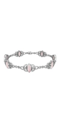 Celtic Trinity Knot Link Bracelet with Pink Shell Gemstones