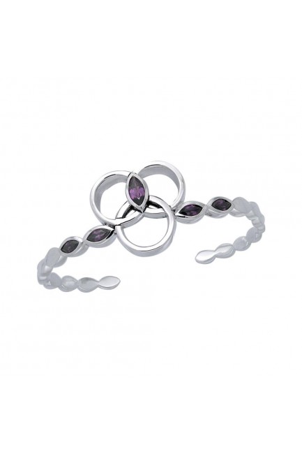 Citta Silver Cuff Bracelet with Amethyst Gemstones