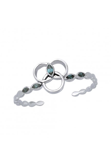 Citta Silver Cuff Bracelet with Blue Topaz Gemstones