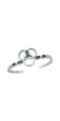 Citta Silver Cuff Bracelet with Emerald Gemstones