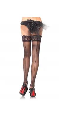 Lace Top Backseam Stay Up Thigh High Stockings