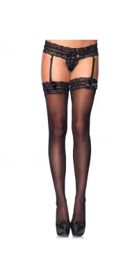 Stretch Lace Garter Belt and Stockings Set