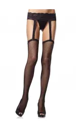 Black Fishnet Suspender Stockings