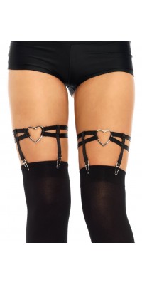 Black Heart Leg Garters