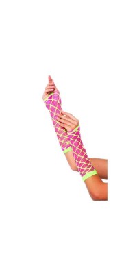 Dual Neon Net Pink and Lime Green Arm Warmers