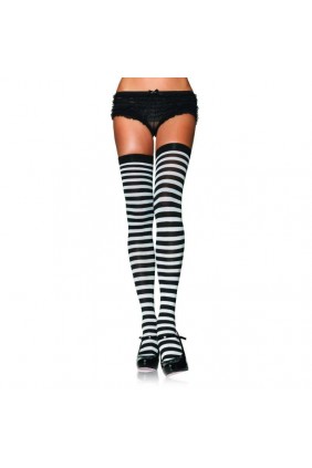 Black White Striped Plus Size Stockings 3 Pack