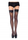 Satin Bow Lace Top Thigh High Garter Stockings