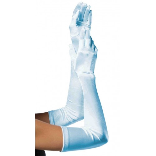 Light Blue Gloves | Elegant Extra Long Satin Opera Gloves