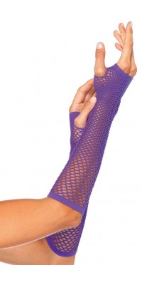 Neon Purple Triangle Net Fingerless Gloves