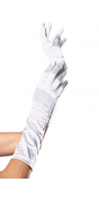 White Satin Elbow Length Gloves