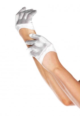 Cropped Satin White Half Glove