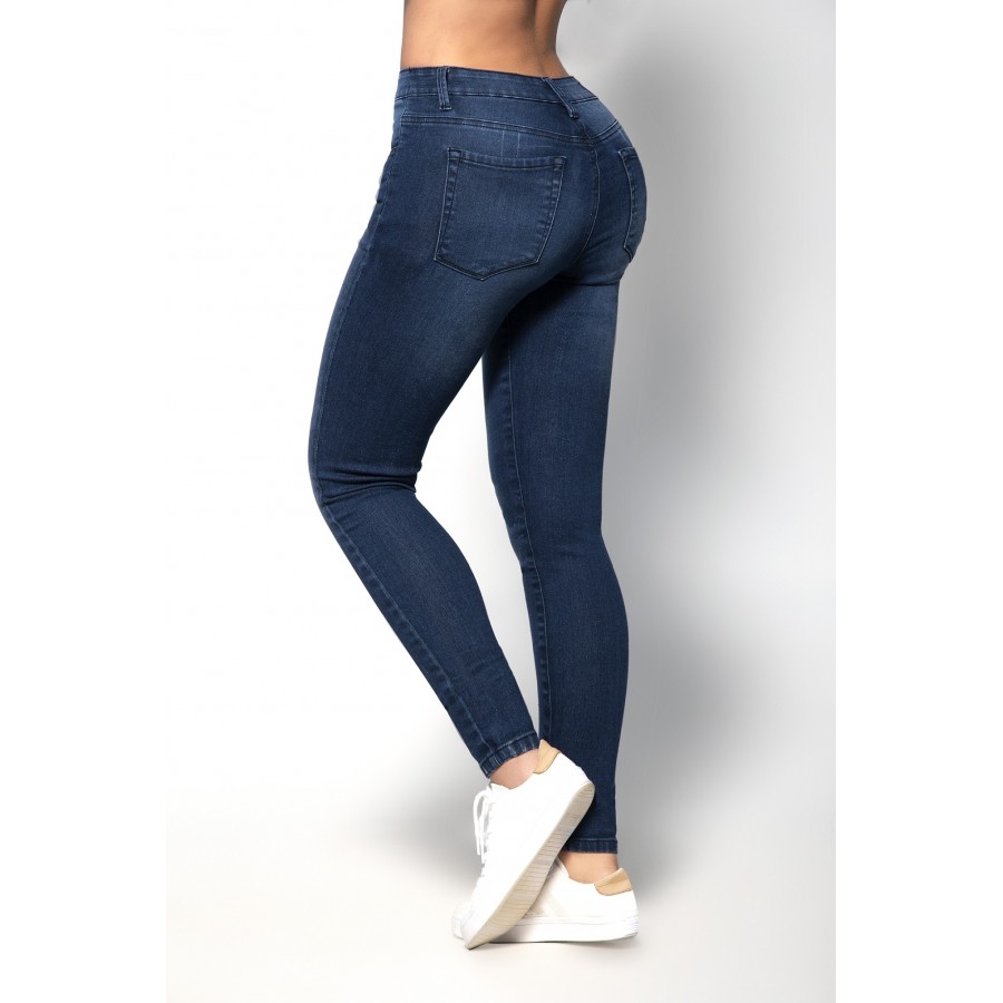 Butt Lifting Blue Jeans with Body Shaper - Butt Enhancing Denim Jeans