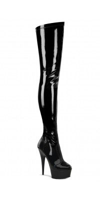 Delight Black Patent Crotch High Boots