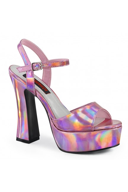 Dolly Pink Hologram Platform Chunky Heel Sandal