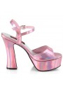 Dolly Pink Hologram Platform Chunky Heel Sandal