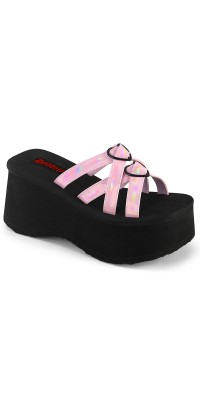 Heart Ring Pink Hologram Platform Clogs