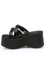 Heart Ring Black Patent Platform Clogs