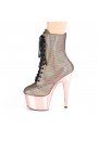 Adore Rose Gold Hologram Fishnet Ankle Boots