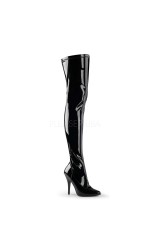 Seduce Black Patent High Heel Thigh High Boots
