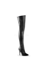 Seduce Black Faux Leather High Heel Thigh High Boots