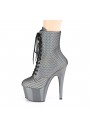 Adore Silver Hologram Fishnet Ankle Boots