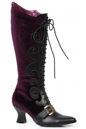 Fain Purple Velvet Witches Boots