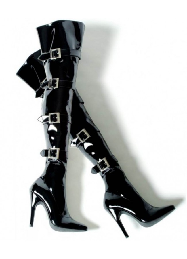 black high heel thigh high boots