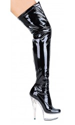 Fantasy Black Clear Platform Thigh High Platform Boots