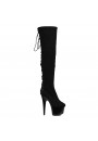 Fare Black Velvet Platform Thigh High Boots for Women