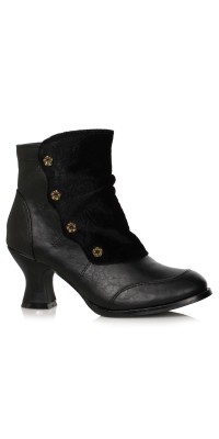 Viola Black Victorian Ankle Boot for Women