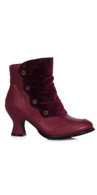 Viola Burgundy Victorian Ankle Boot for Women