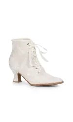 Victorian White Lace Covered Ankle Boots