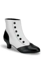 Flora Womens Black and White Spats Victorian Ankle Boots