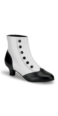 Flora Womens Black and White Spats Victorian Ankle Boots