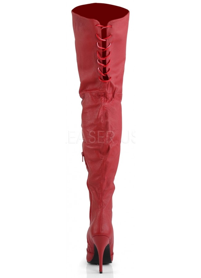 red lace thigh high boots