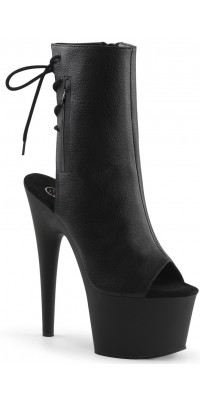 Black Peep Toe and Heel Platform Ankle Boots