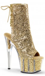 Gold Glittered Platform Ankle Boots