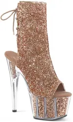 Rose Gold Glittered Platform Ankle Boots