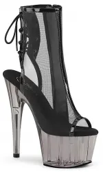 Black Mesh Adore-1018 High Heel Ankle Boots