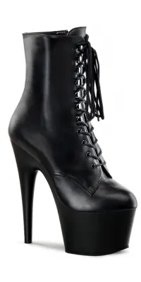 Adore Black Leather Platform Ankle Boots