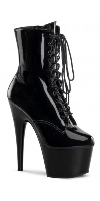 Adore Black Patent Platform Granny Ankle Boots