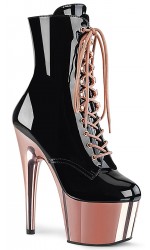 Rose Gold Platform Adore Black Granny Ankle Boots