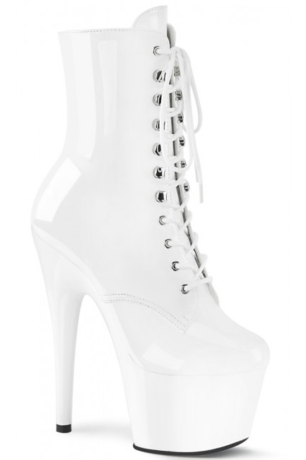 Adore White Patent Platform Granny Ankle Boots