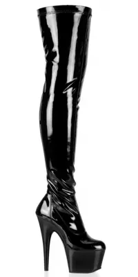 Adore Black Patent Thigh High Platform Boots